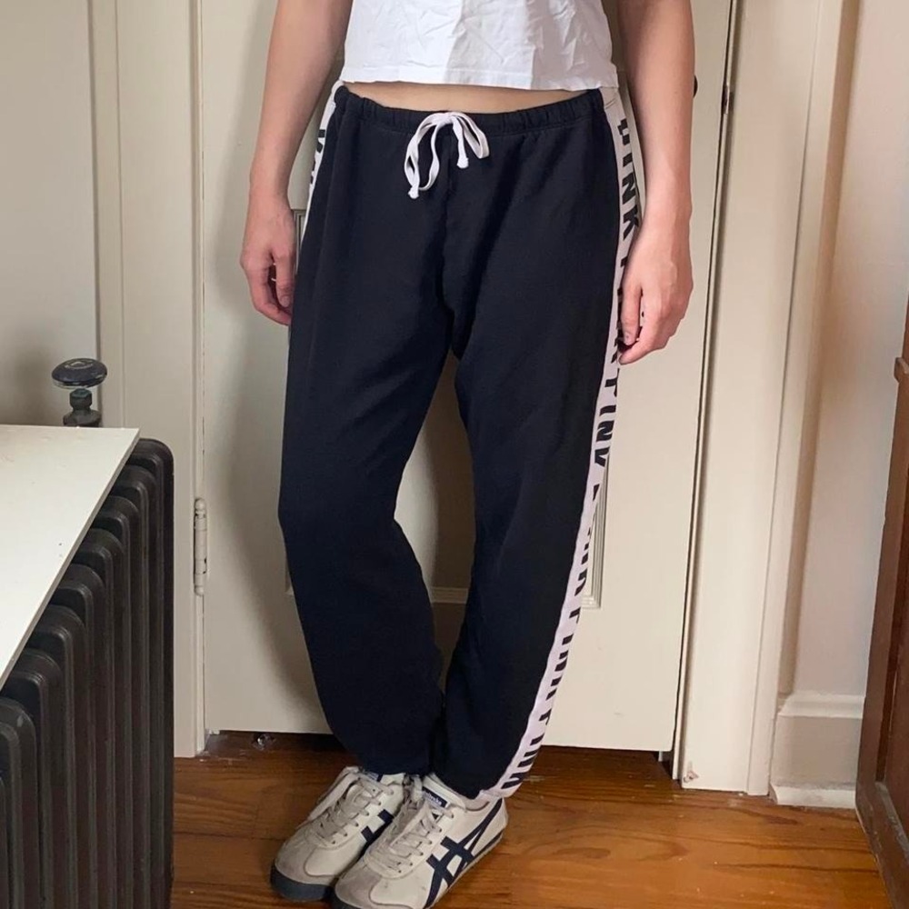 Vintage 90s y2k Victoria's Secret PINK black sweatpants
